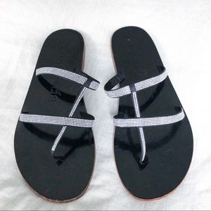 Pedro Garcia Black Swarvoski Crystal Sandals 38